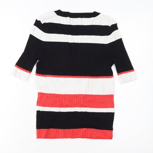 River Island Women's Multicoloured Striped V-Neck Knit Jumper Size 10