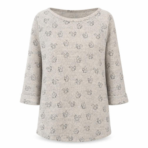 New Look Women Beige Animal Print 3/4 Sleeve Pullover Jumper Size 10