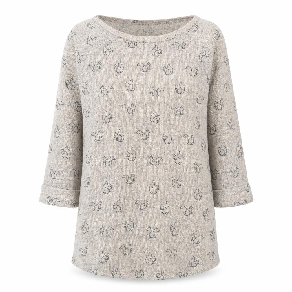 New Look Women Beige Animal Print 3/4 Sleeve Pullover Jumper Size 10