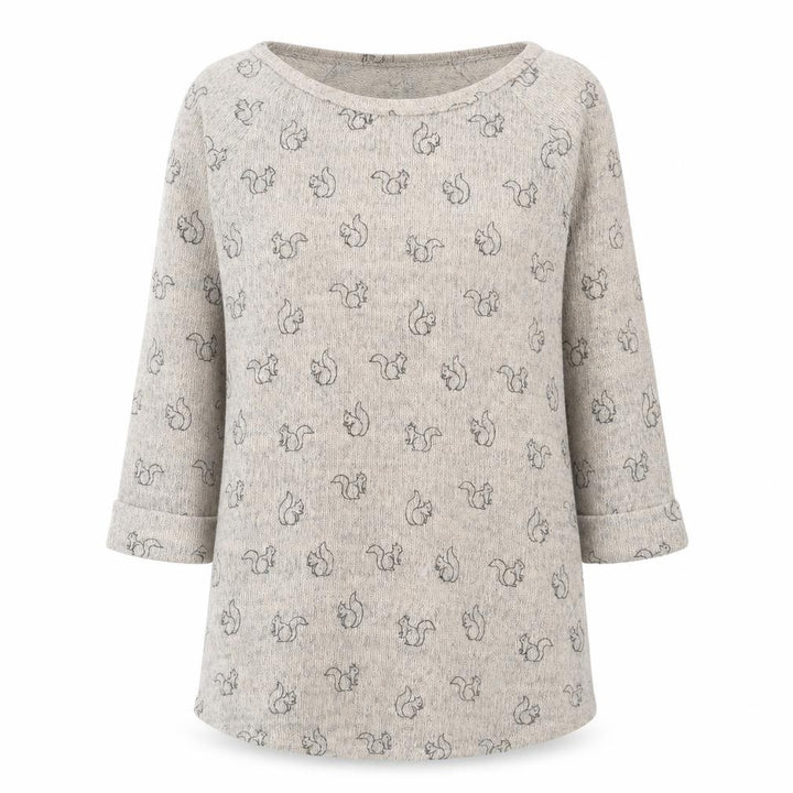 New Look Women Beige Animal Print 3/4 Sleeve Pullover Jumper Size 10