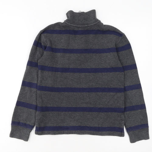 Ralph Lauren Boys Grey Striped 1/4 Zip Knit Sweatshirt Size 8 Years