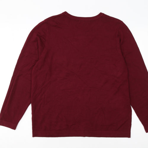 Bonmarché Women's Red Long Sleeve Pullover Jumper Size 18 Rhinestone Detail