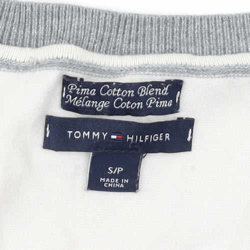 Tommy Hilfiger Men’s Grey Striped V-Neck Cotton Jumper Size S