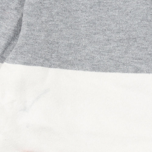 Tommy Hilfiger Men’s Grey Striped V-Neck Cotton Jumper Size S