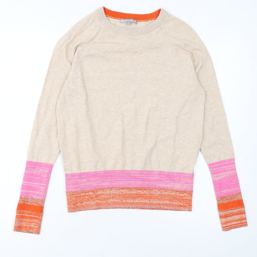 Oliver Bonas Womens Beige Crew Neck Knit Jumper Size 8