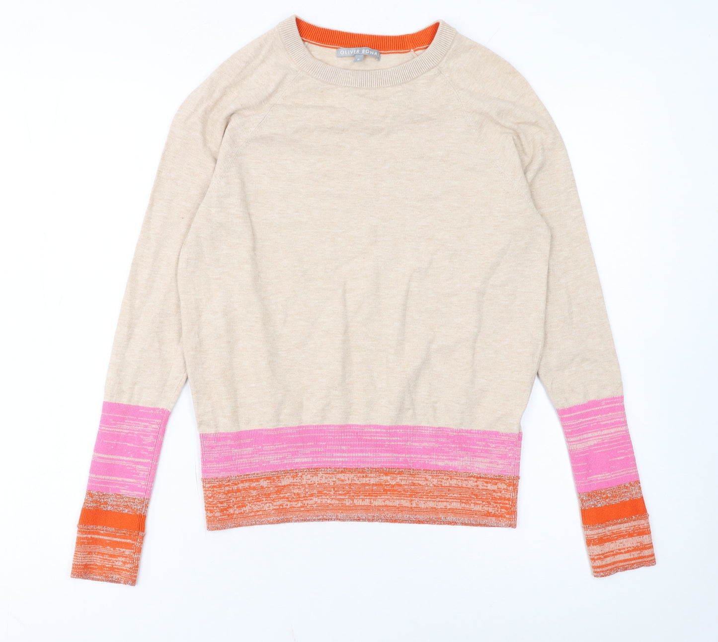 Oliver Bonas Womens Beige Crew Neck Knit Jumper Size 8