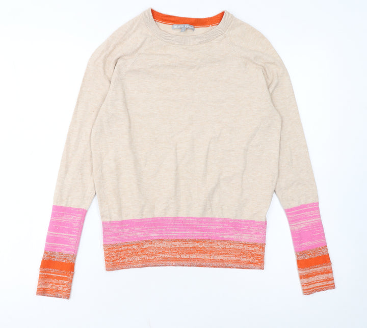 Oliver Bonas Womens Beige Crew Neck Knit Jumper Size 8