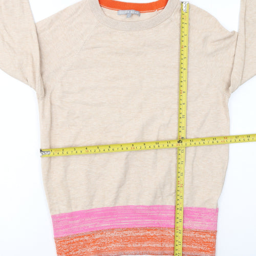 Oliver Bonas Womens Beige Crew Neck Knit Jumper Size 8