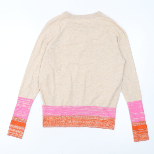 Oliver Bonas Womens Beige Crew Neck Knit Jumper Size 8