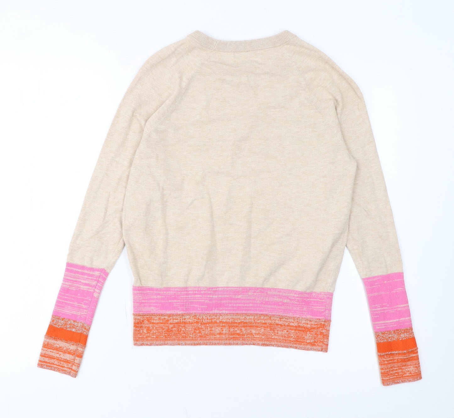 Oliver Bonas Womens Beige Crew Neck Knit Jumper Size 8