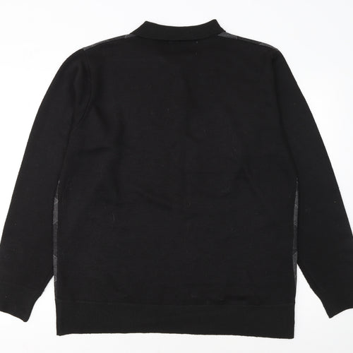Smith & Taylor Men's Black Argyle Long Sleeve Polo - Size M