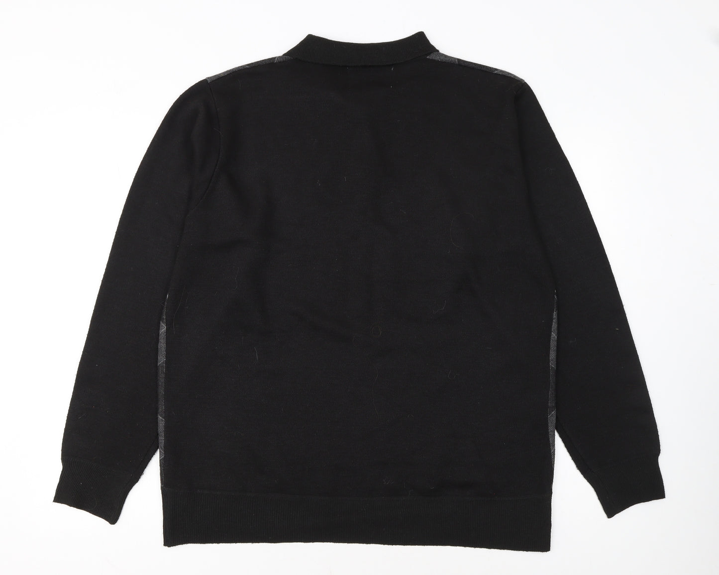 Smith & Taylor Men's Black Argyle Long Sleeve Polo - Size M