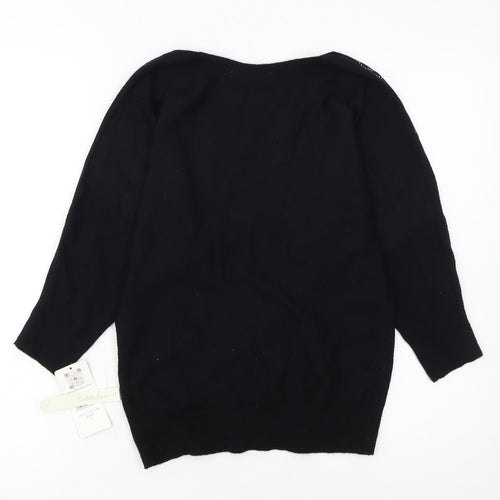 89th & Madison Womens Black Rhinestone Pullover Jumper Size S