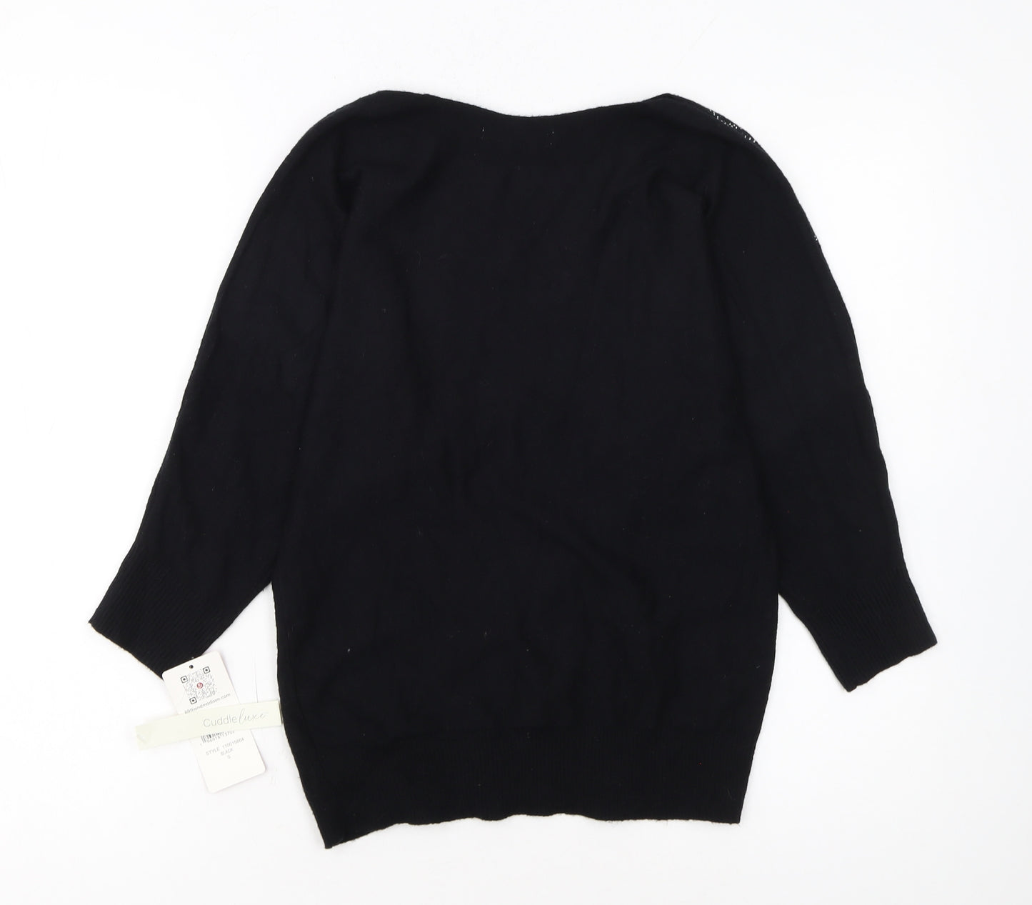 89th & Madison Womens Black Rhinestone Pullover Jumper Size S