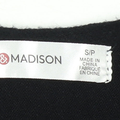 89th & Madison Womens Black Rhinestone Pullover Jumper Size S