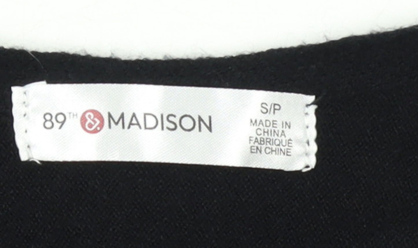89th & Madison Womens Black Rhinestone Pullover Jumper Size S