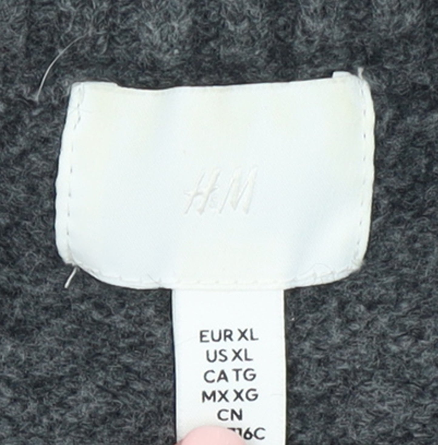 H&M Women Grey Wool Blend Pullover Jumper XL Crew Neck Alpine Logo