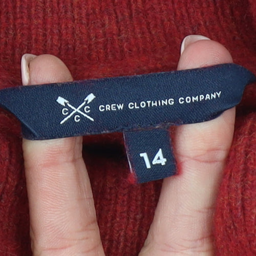 Crew Clothing Company Women’s Red Roll Neck Wool Blend Jumper Size 14