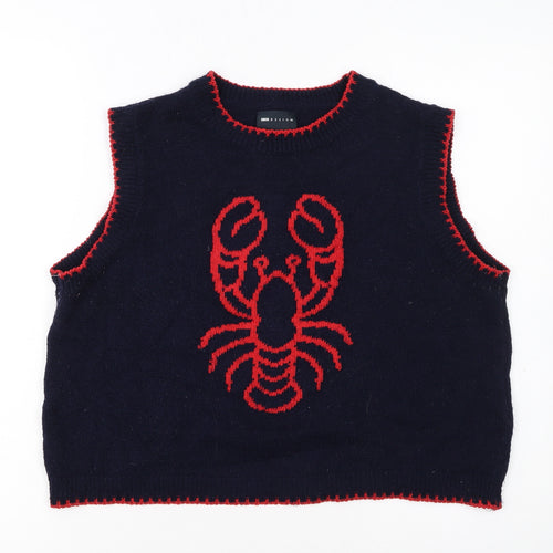 ASOS DESIGN Women’s Blue Lobster Knit Sleeveless Jumper Vest Size S