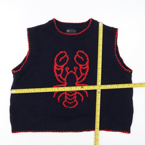 ASOS DESIGN Women’s Blue Lobster Knit Sleeveless Jumper Vest Size S