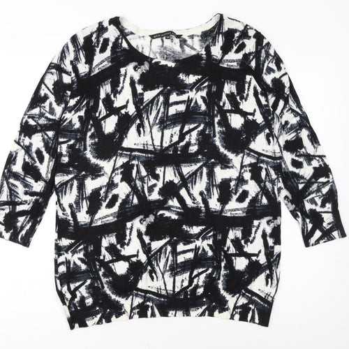 Betty Jackson Black Womens Black Art Print Cotton Pullover Jumper Size 20