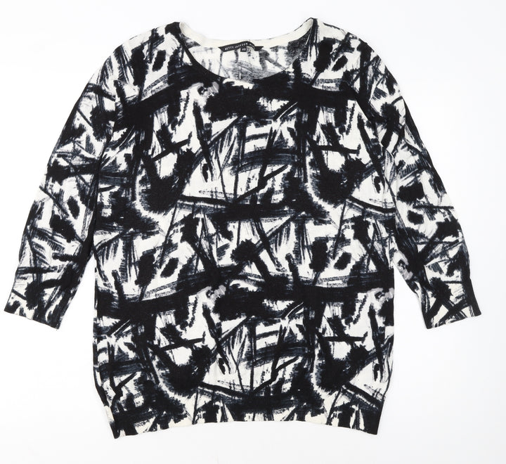 Betty Jackson Black Womens Black Art Print Cotton Pullover Jumper Size 20