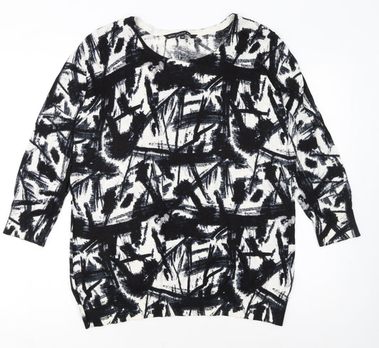 Betty Jackson Black Womens Black Art Print Cotton Pullover Jumper Size 20