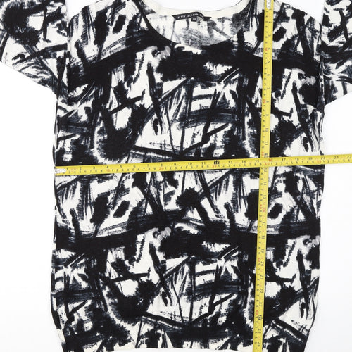 Betty Jackson Black Womens Black Art Print Cotton Pullover Jumper Size 20