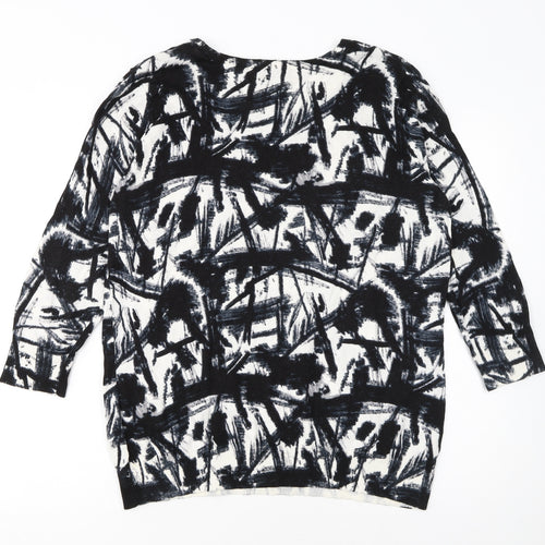 Betty Jackson Black Womens Black Art Print Cotton Pullover Jumper Size 20