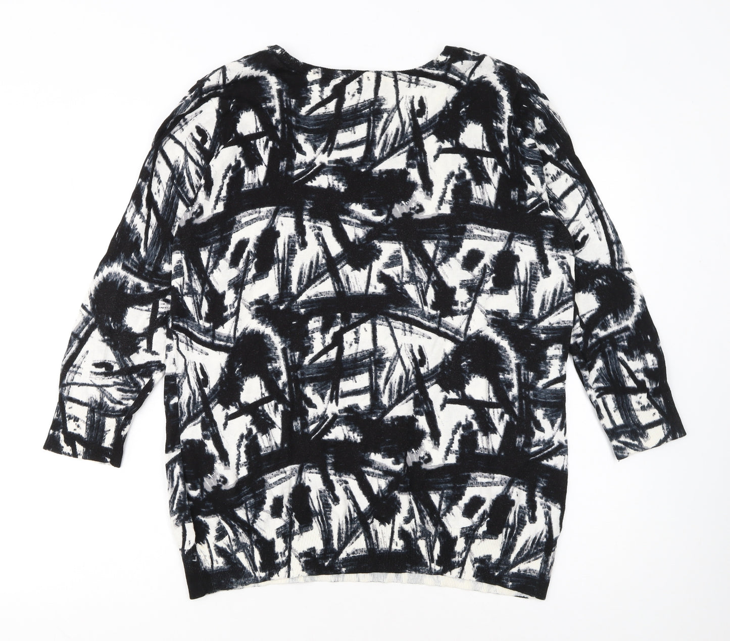 Betty Jackson Black Womens Black Art Print Cotton Pullover Jumper Size 20