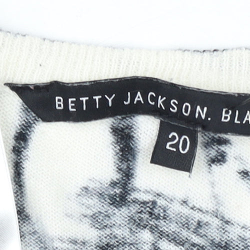 Betty Jackson Black Womens Black Art Print Cotton Pullover Jumper Size 20