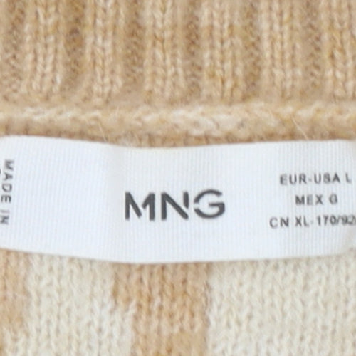 MNG Women’s Beige Animal Print Knit Sleeveless Vest Jumper L