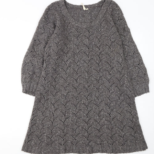 White Stuff Women's Grey Wool Blend Jumper Dress Size 16