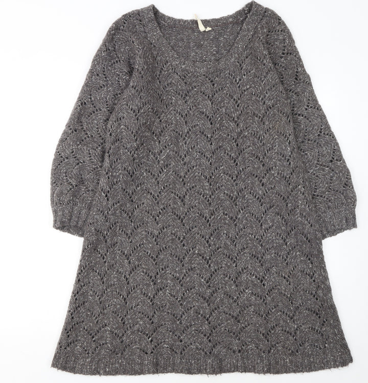 White Stuff Women's Grey Wool Blend Jumper Dress Size 16