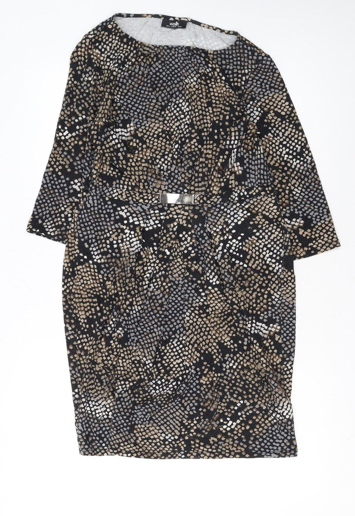 Wallis Women's Multicoloured Size 14 Sheath Dress with Buckle Detail