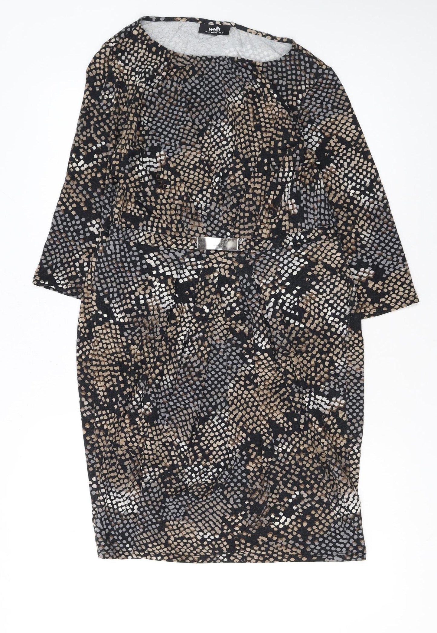 Wallis Women's Multicoloured Size 14 Sheath Dress with Buckle Detail