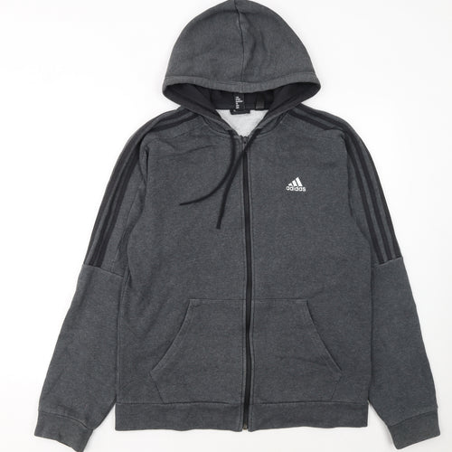 Adidas Men's Grey Full Zip Hoodie Size L Sportswear Fleece