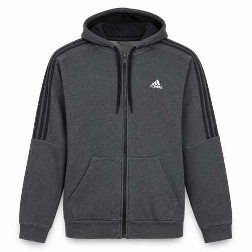 Adidas Men's Grey Full Zip Hoodie Size L Sportswear Fleece