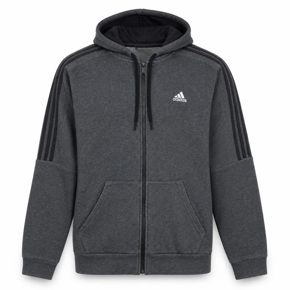 Adidas Men's Grey Full Zip Hoodie Size L Sportswear Fleece