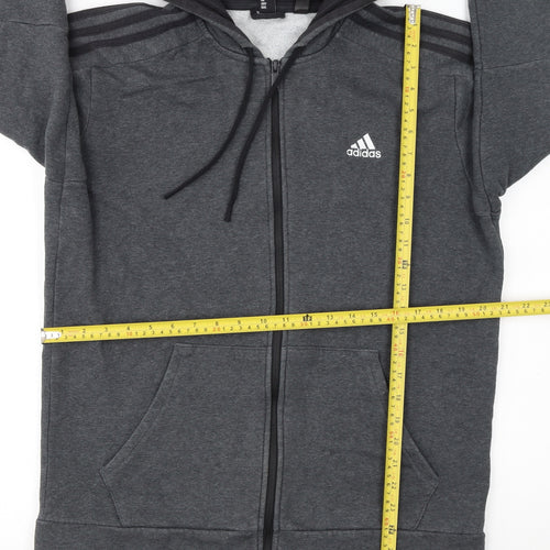 Adidas Men's Grey Full Zip Hoodie Size L Sportswear Fleece
