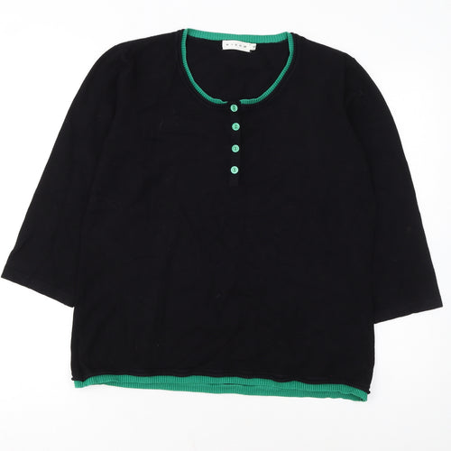 Micha Women's Black Henley Knit Jumper XL