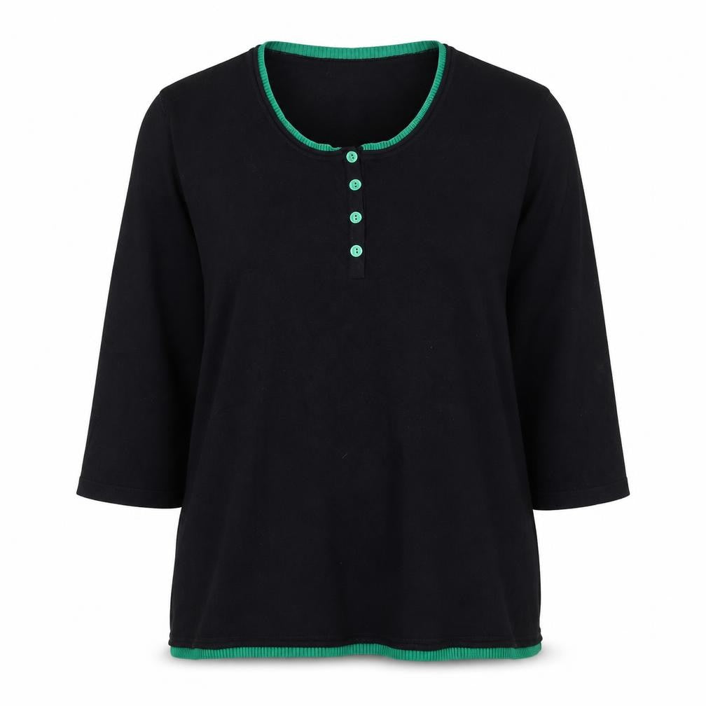 Front view of Micha Women's Black Henley Knit Jumper XL