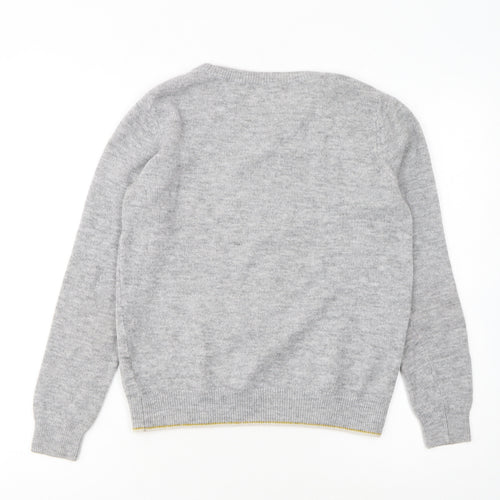 Tu Women Grey Dog Print Jumper Size 12 Acrylic Knit Pullover