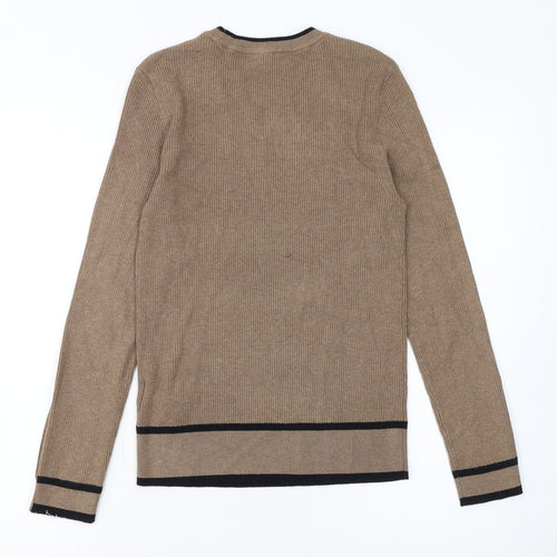 Marks and Spencer Women’s Beige Ribbed Crew Neck Jumper Size 12