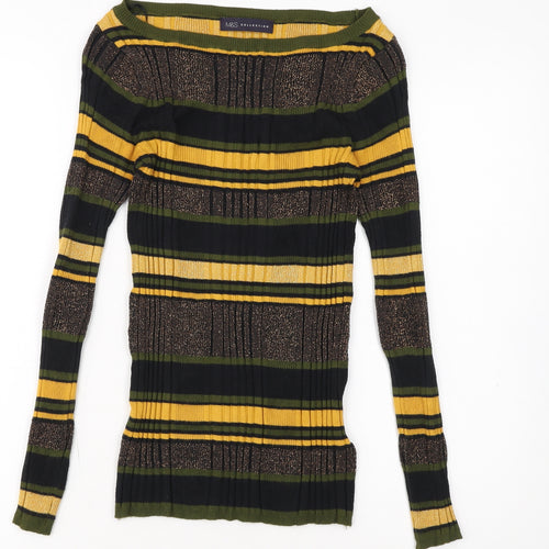 Marks and Spencer Womens Multicoloured Striped Boat Neck Jumper Size 8