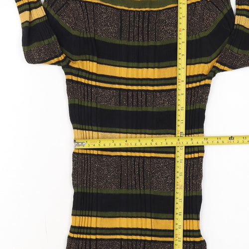 Marks and Spencer Womens Multicoloured Striped Boat Neck Jumper Size 8