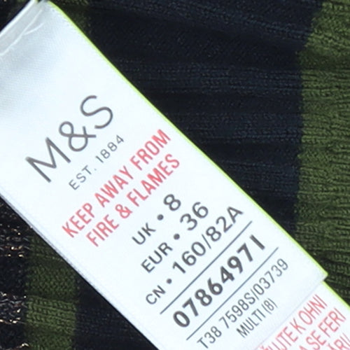 Marks and Spencer Womens Multicoloured Striped Boat Neck Jumper Size 8
