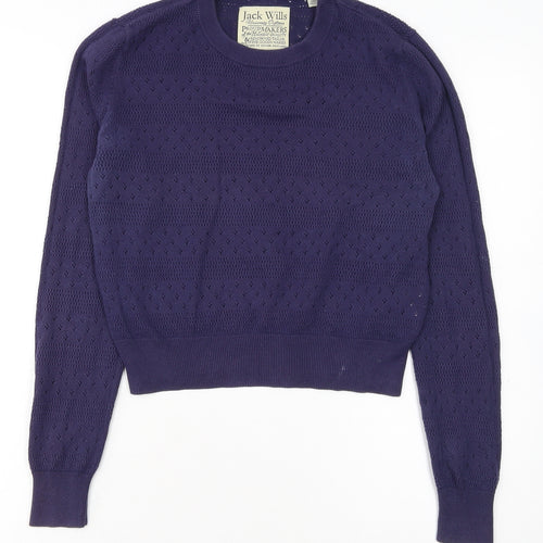 Jack Wills Women's Purple Knit Crew Neck Jumper Size 10