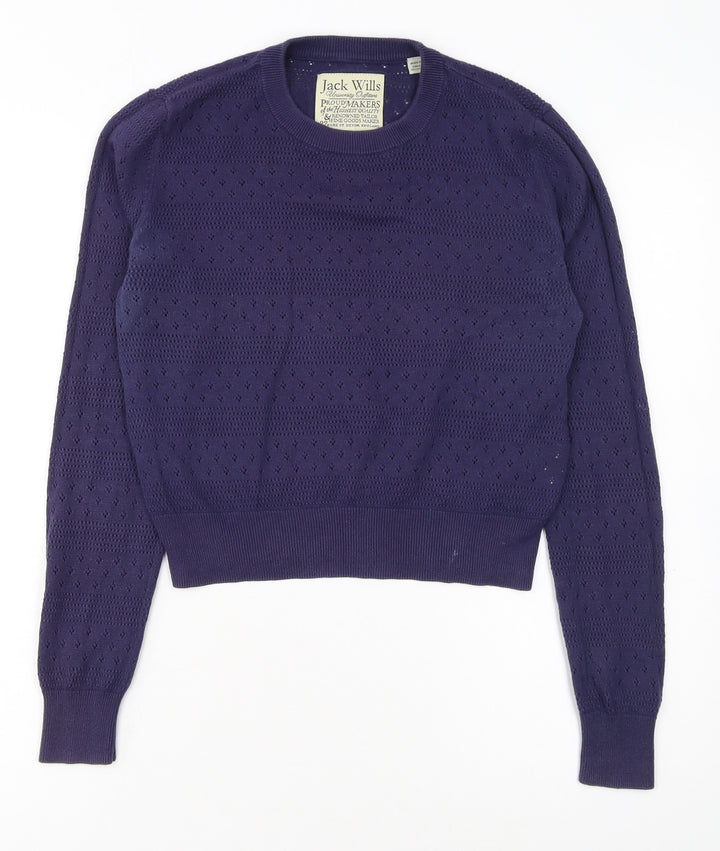 Jack Wills Women's Purple Knit Crew Neck Jumper Size 10