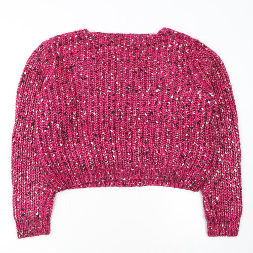 Cider Women Pink L Chunky Knit V-Neck Pullover Jumper